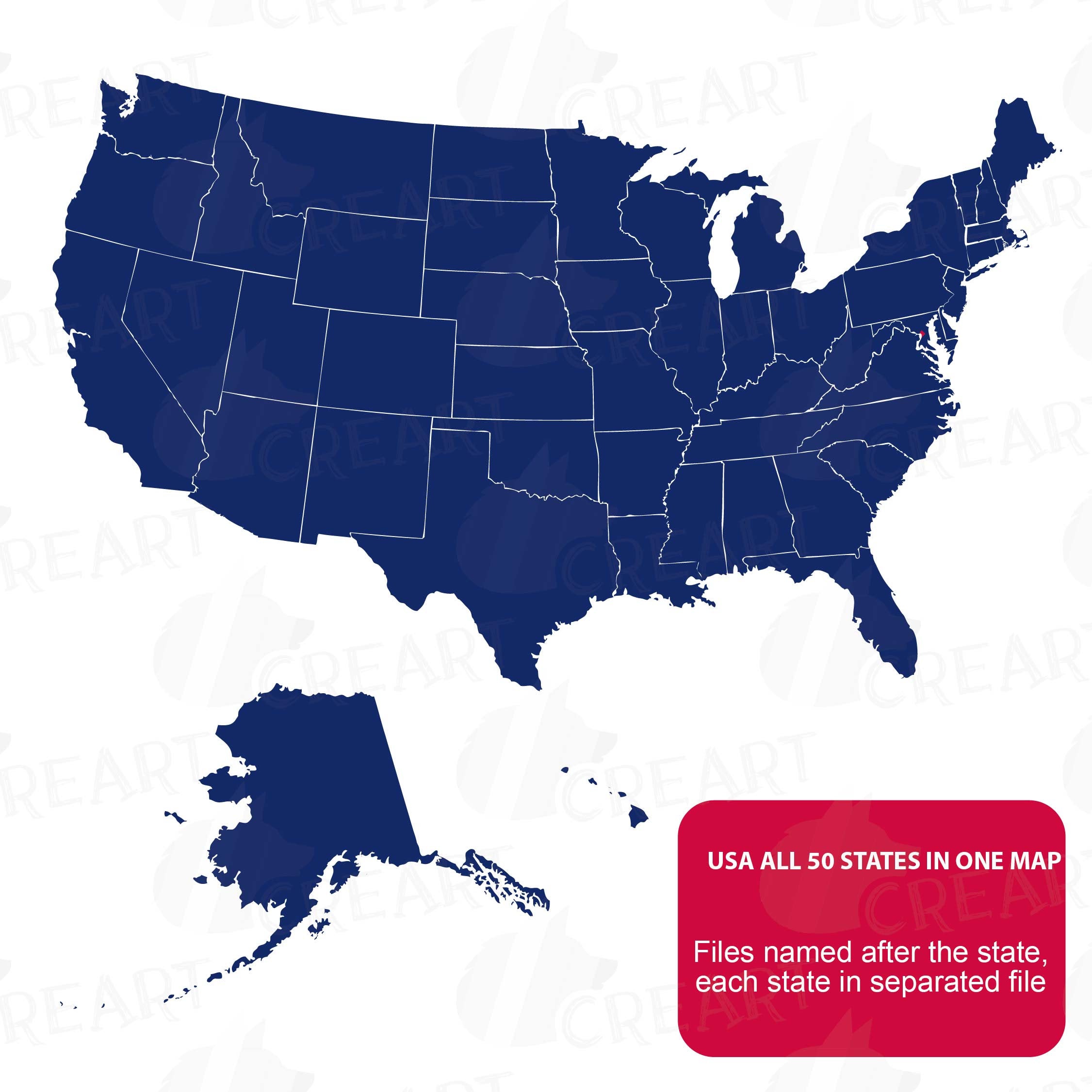 2251x2251 United States Printable Vector Map Clip Art Usa Wall Decor Etsy