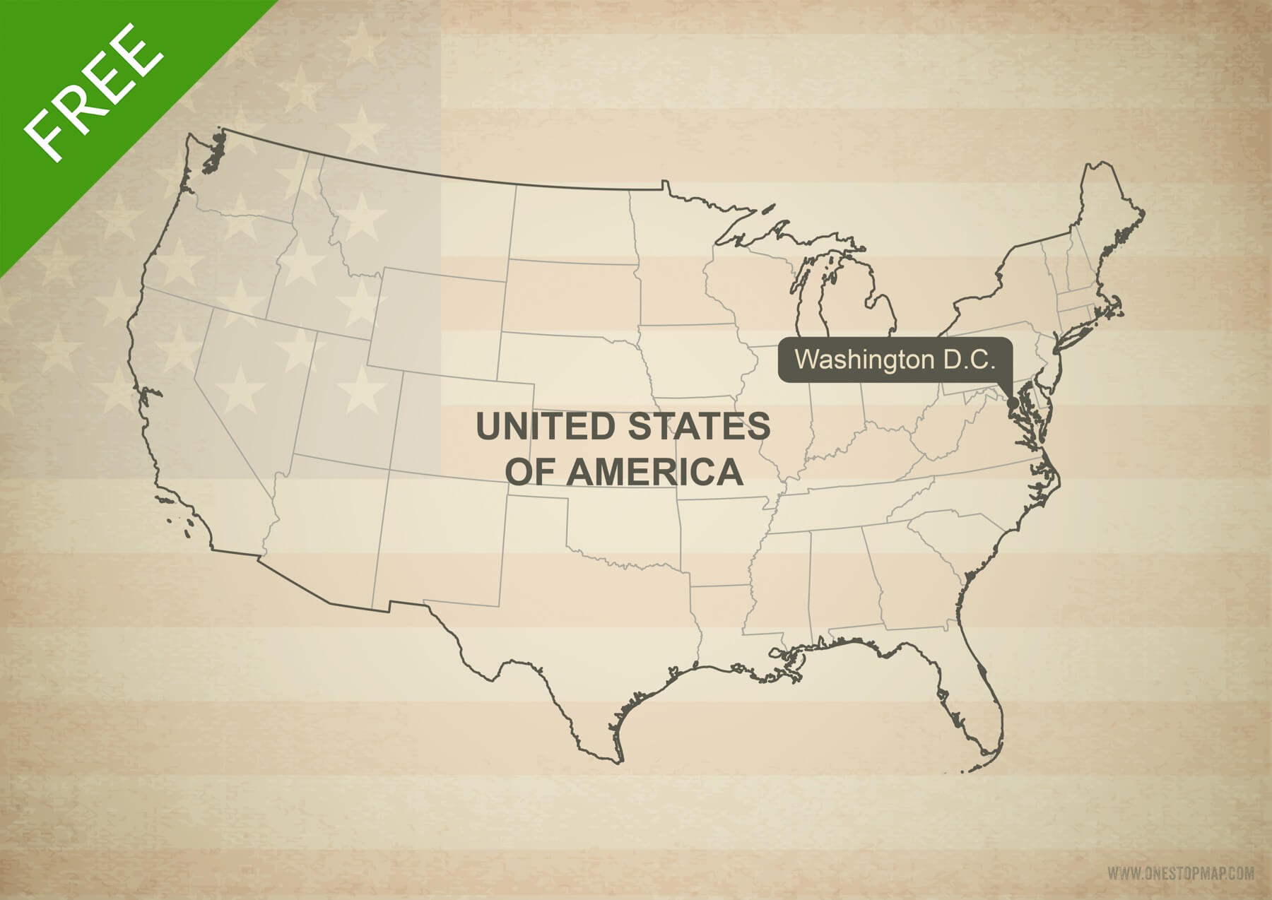 1800x1274 Free Vector Map Of United States Of America With States