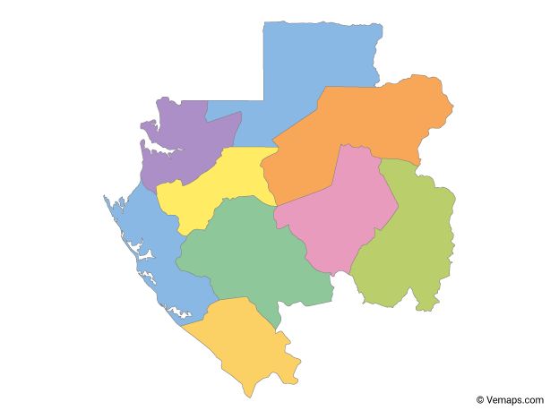 624x468 Vector Map Multicolor Map Of Gabon With Provinces Free Vector