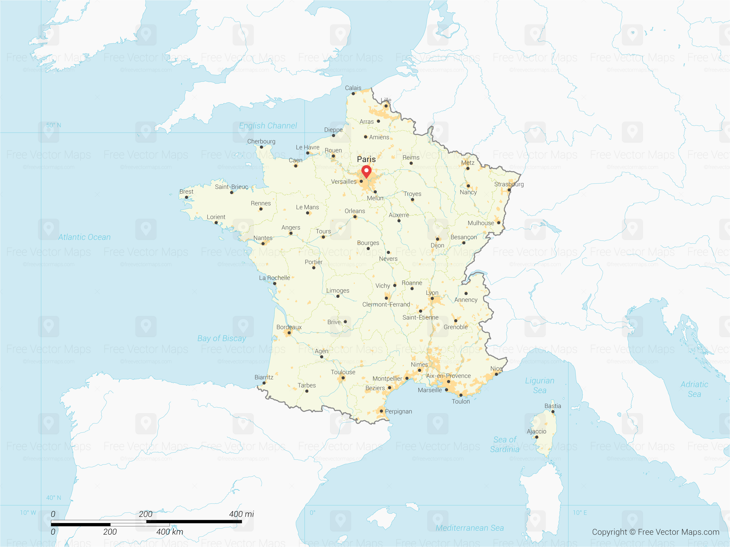 3001x2251 Vector Map Of France With Regions Free Vector Maps