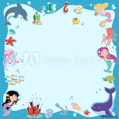 Marco De Sirenas Y Fondo Del Mar 500x500 Marco De Sirenas Y Fondo Del Mar