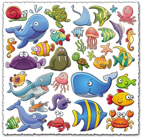 450x437 Marine Life Cartoon Vectors