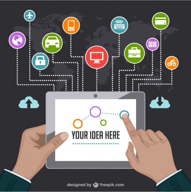 624x626 Idea Infographic With A Tablet And Business Application Vector