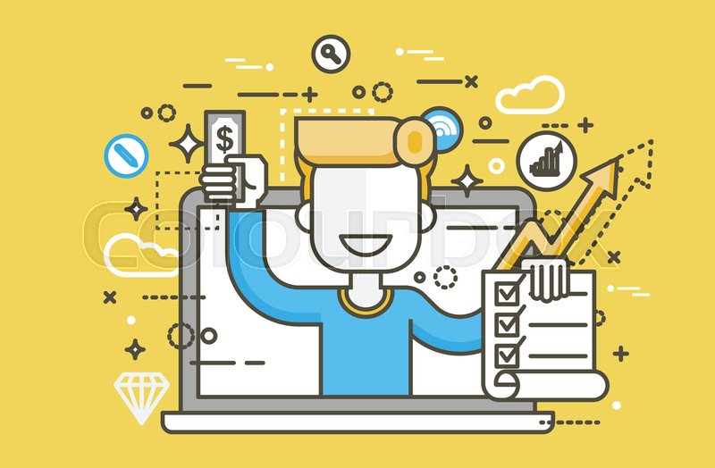 800x524 Stock Vector Illustration Man Laptop Stock Vector Colourbox