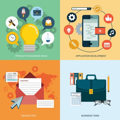 490x490 Vector Collection Of Flat And Colorful Business, Marketing