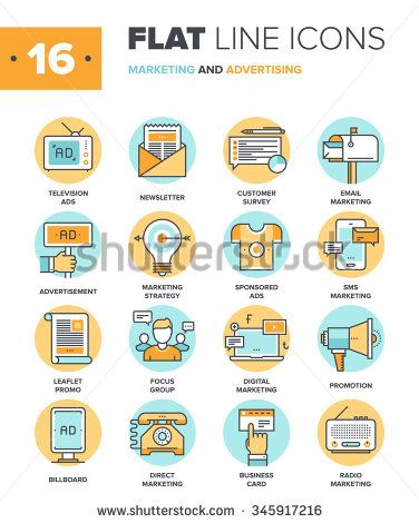 376x470 Abstract Vector Collection Of Flat Line Marketing And Advertising