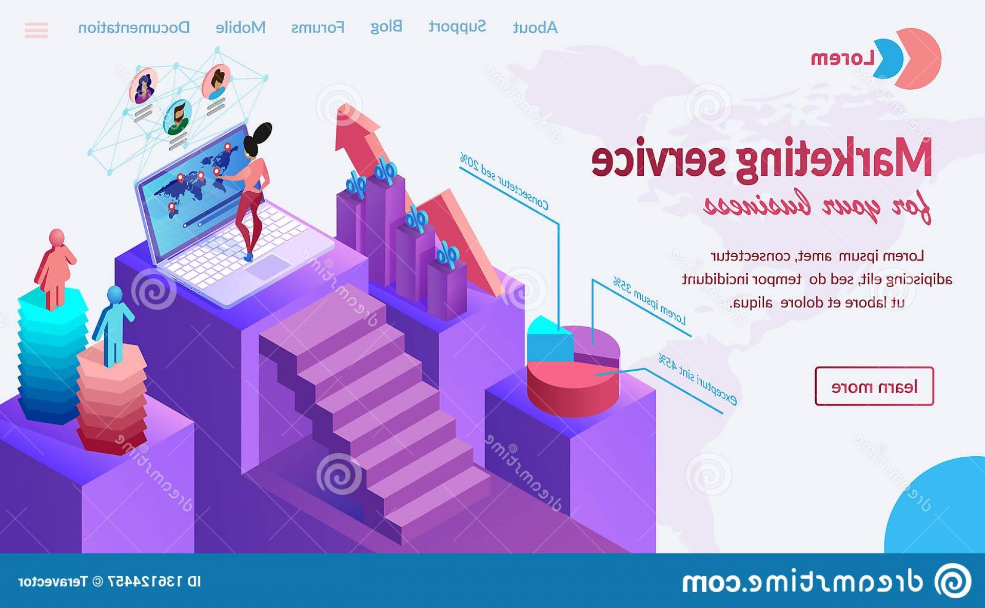 1920x1186 Business Marketing Service Website Vector Template Worldwide