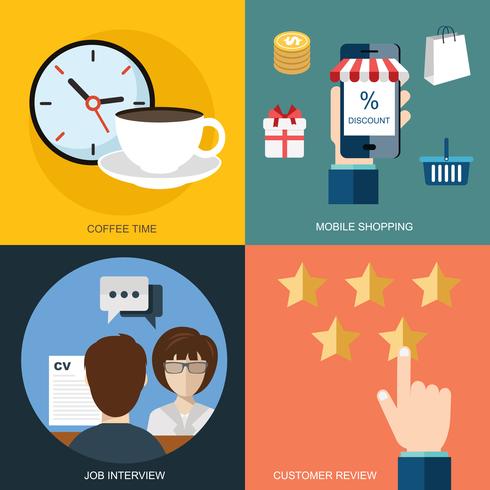 490x490 Vector Collection Of Flat And Colorful Business, Marketing