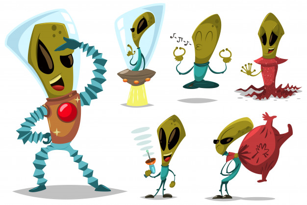 626x417 Alien And Ufo Vector Cartoon Set Vector Premium Download