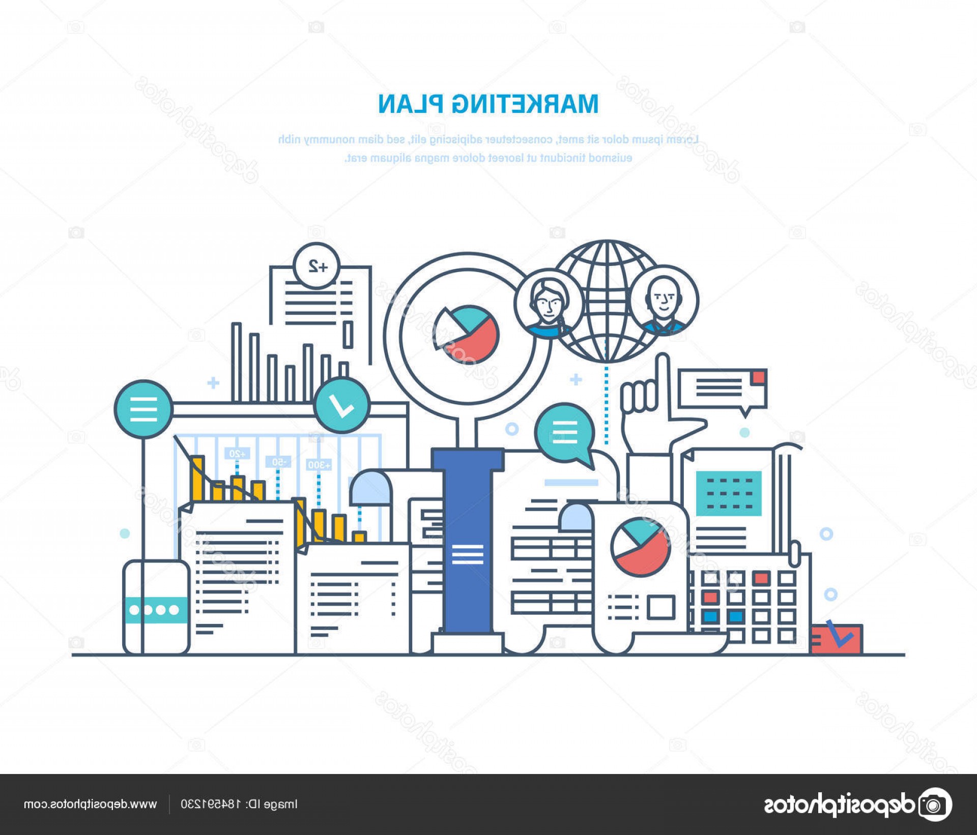 1920x1642 Stock Illustration Marketing Plan Promotion Targeting Market
