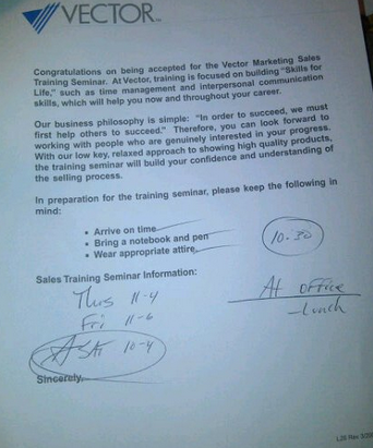 Vector Marketing Letter