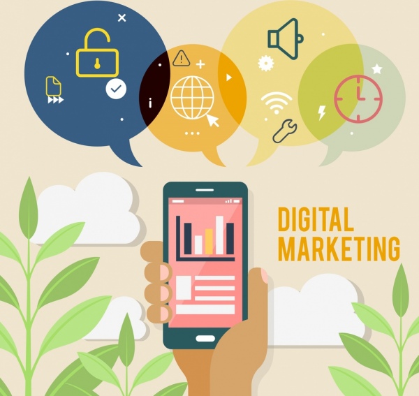 600x567 Digital Marketing Advertising Smartphone Ui Icons Decor Free