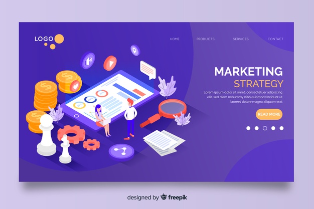 626x417 Marketing Strategy In Isometric Design Landing