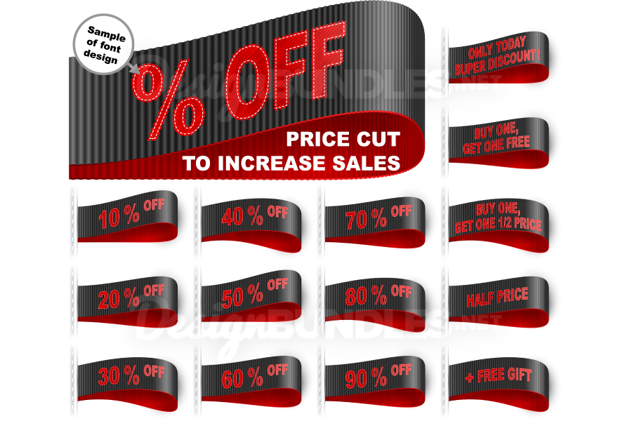 900x600 Vector Marketing Tag Clothes Label Sticker Sewn Price Cut Set Black