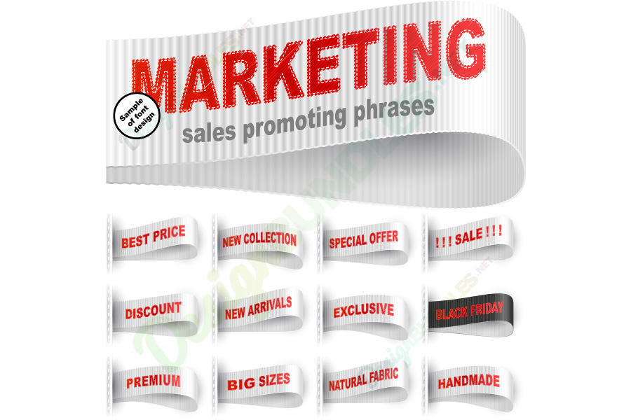 900x600 Vector Marketing Tag Label Clothes Sticker Sewn Phrase Set White