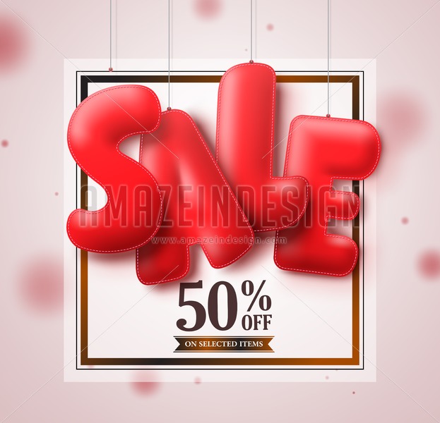 623x600 Sale Balloons Red Text Hanging In White Square