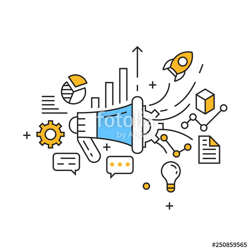 Marketing Illustration Technology Marketing Flat Line Design 500x500 Marketing Illustration Technology Marketing Flat Line Design