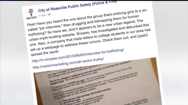 Roseville Pd Summer Job Kidnapping Rumor An 'urban Legend' 640x360 Roseville Pd Summer Job Kidnapping Rumor An 'urban Legend'
