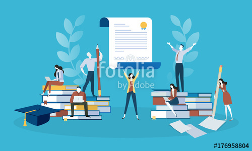 500x300 Flat Design Style Web Banner For Education, Knowledge, Certificate