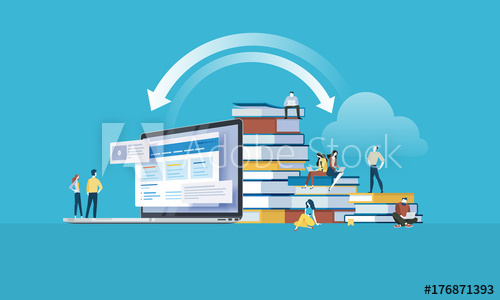 500x300 Flat Design Style Web Banner For Education Apps, Online Training