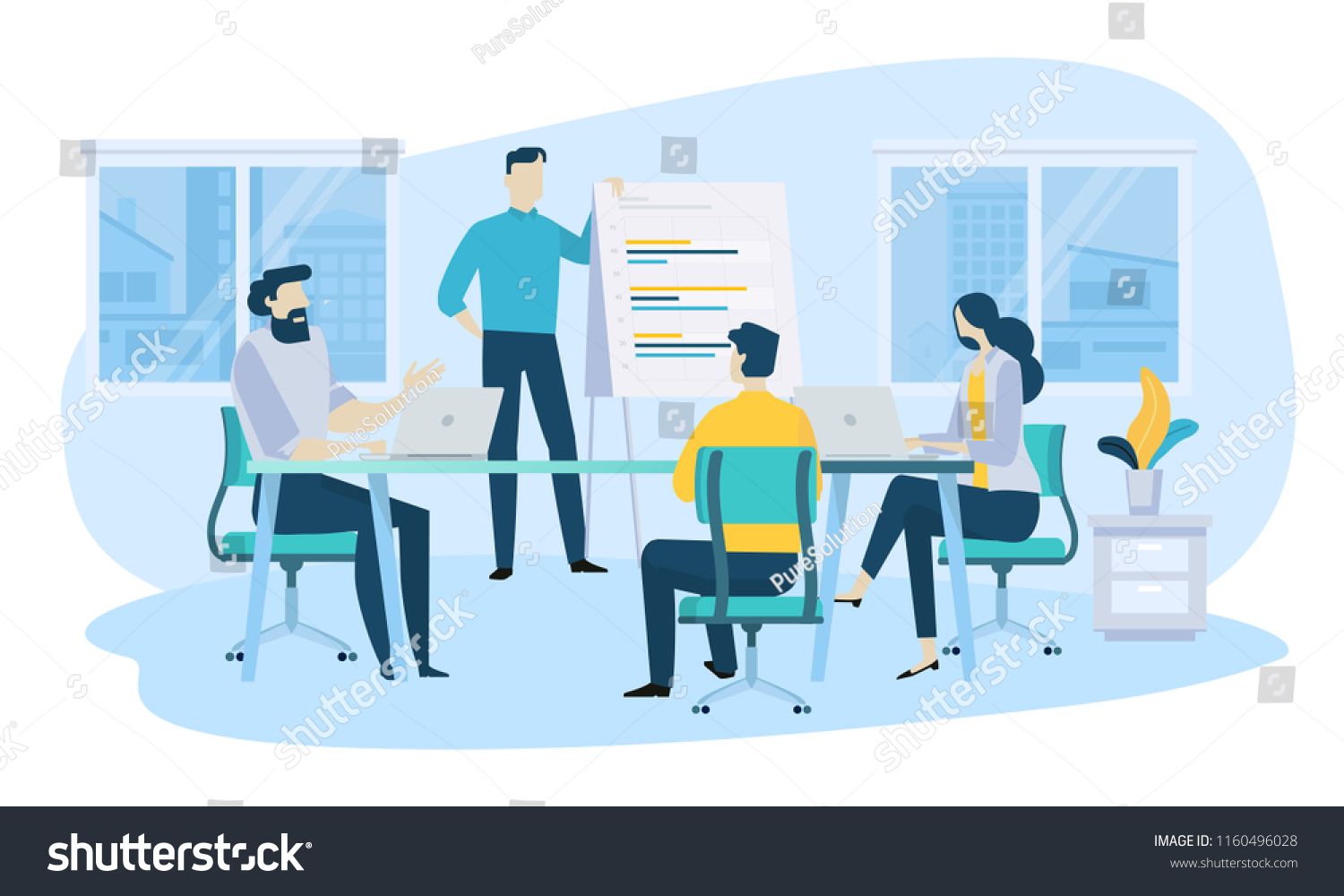1500x1000 Vector Illustration Concept Of Business Meeting, Teamwork