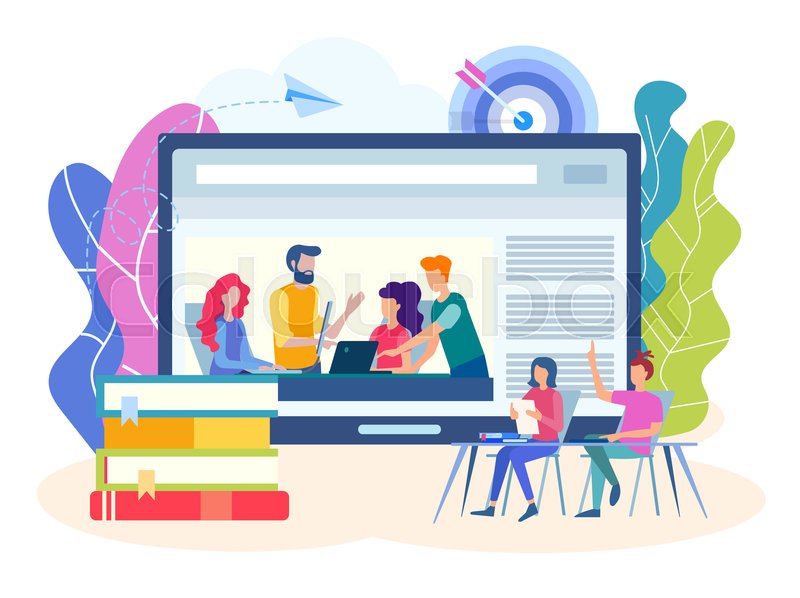 800x598 Online Webinar, Colloquium, Team Work Stock Vector Colourbox