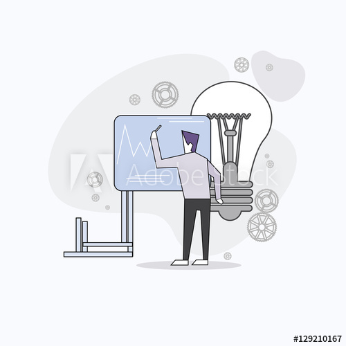 500x500 Business Man Board Finance Graph Working Laptop Computer Professor