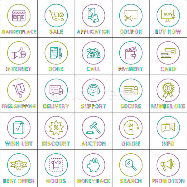 600x600 Marketplace And Sale Posters Vector Illustration Vector