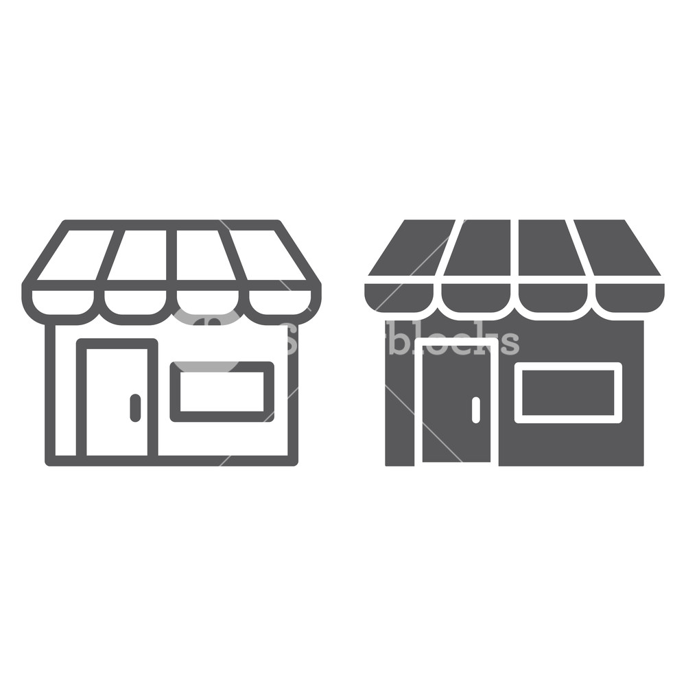 1000x1000 Marketplace Line And Glyph Icon, Shop And Store, Market Sign