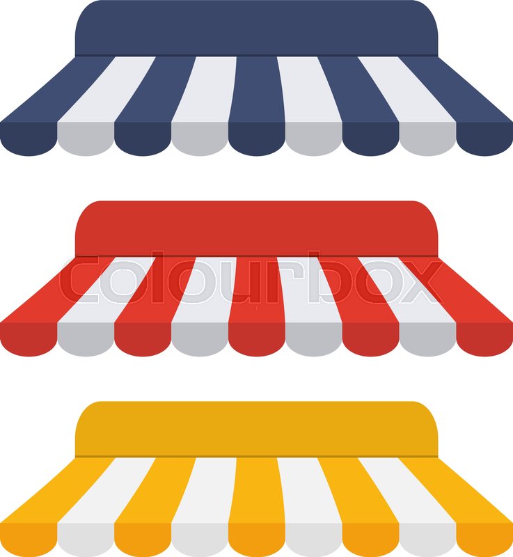 Set Of Striped Awnings For Shop And Stock Vector Colourbox 737x800 Set Of Striped Awnings For Shop And Stock Vector Colourbox