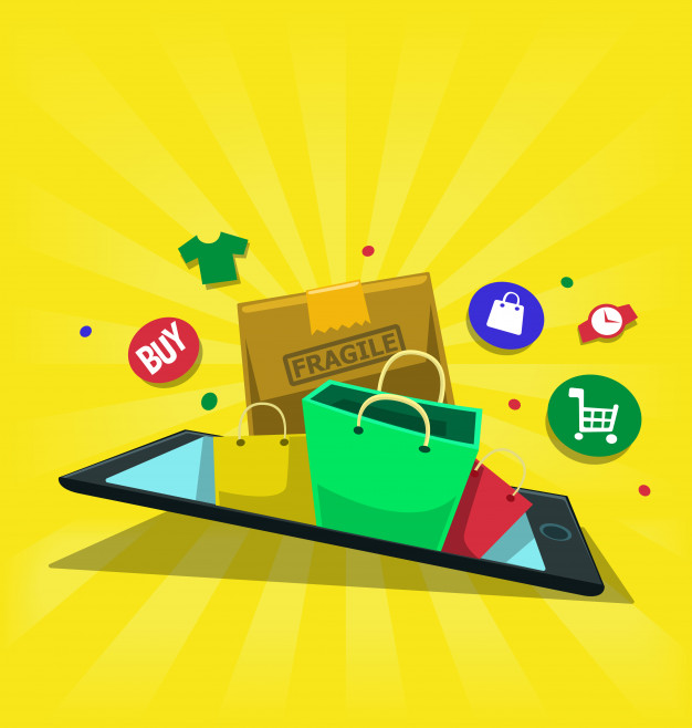 626x658 Cartoon Online Shop Illustration With Marketplace Pn Vector