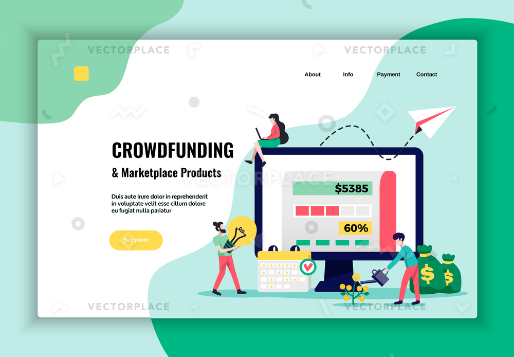 1000x694 Crowdfunding Money Raising Marketplace Products Promotion Vector