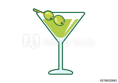 500x354 Martini Drink With Olive Vector Martini Glass With Olive Icon