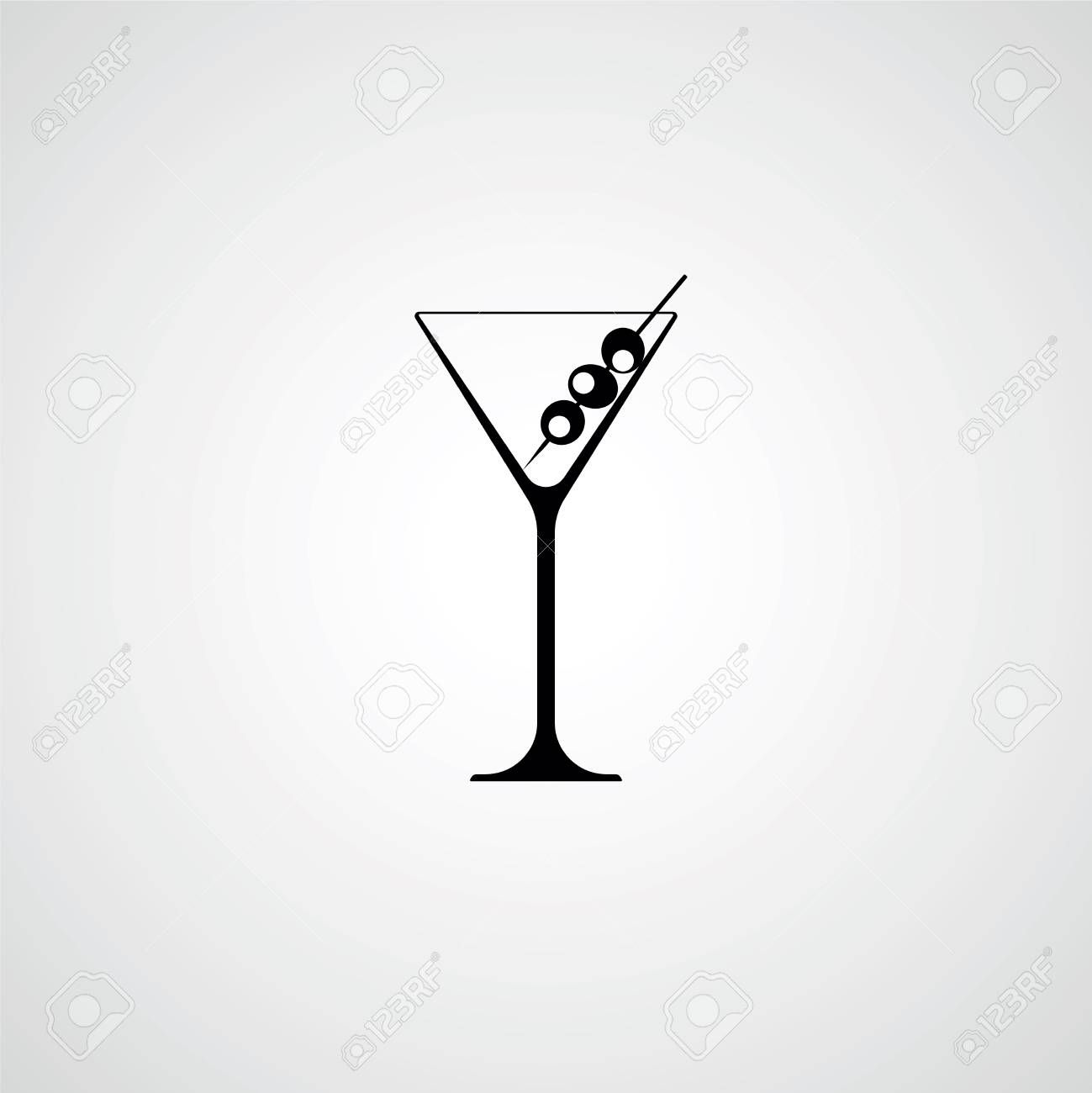 1299x1300 Stock Vector Birthday Martini, Black Silhouette, Cocktails