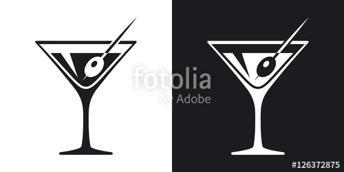 500x250 Vector Martini Glass Icon Two Tone Version On Black And White