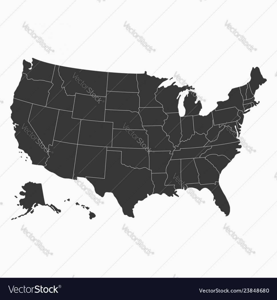 970x1048 Us Map Usa Map Blank United States America Vector Image