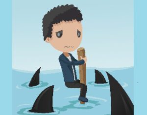 300x236 Business Man Afraid Shark Sea Vector