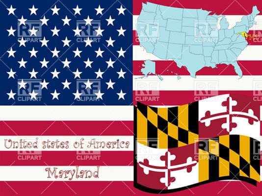534x400 Maryland State Flag And Map Outline Vector Image Of Signs, Symbols