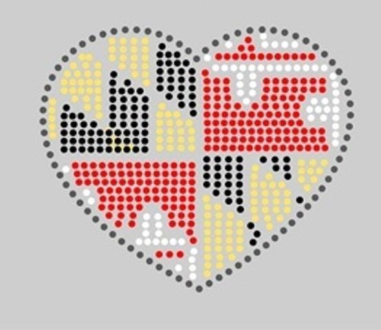 554x480 Heart Shaped Maryland State Flag Rhinestone Crystal Glam