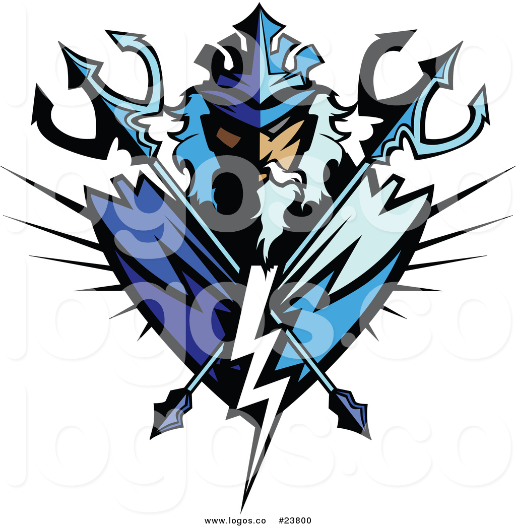 1024x1044 Vector Logo Of A Poseidon Mascot Badge With Crossed Tridents