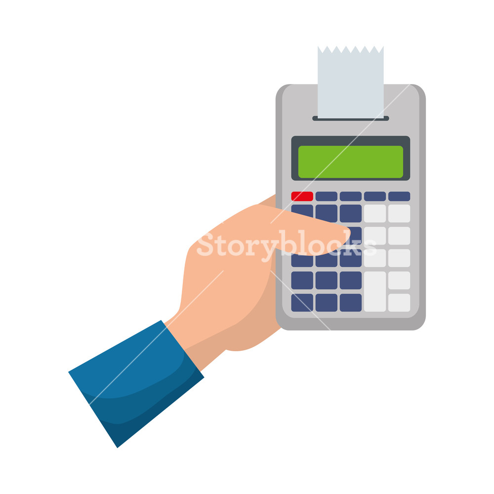 1000x1000 Hand With Calculator Math Vector Illustration Design Royalty Free
