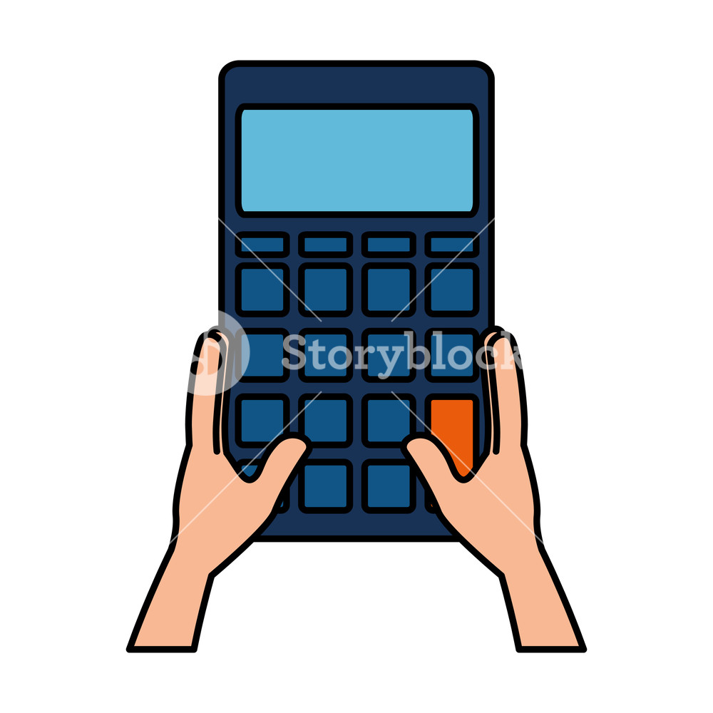 1000x1000 Hands Using Calculator Math Vector Illustration Design Royalty