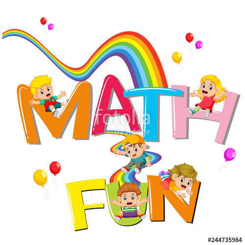 500x500 Font Design For Word Math Is Fun With Kids Sliding On The Rainbow