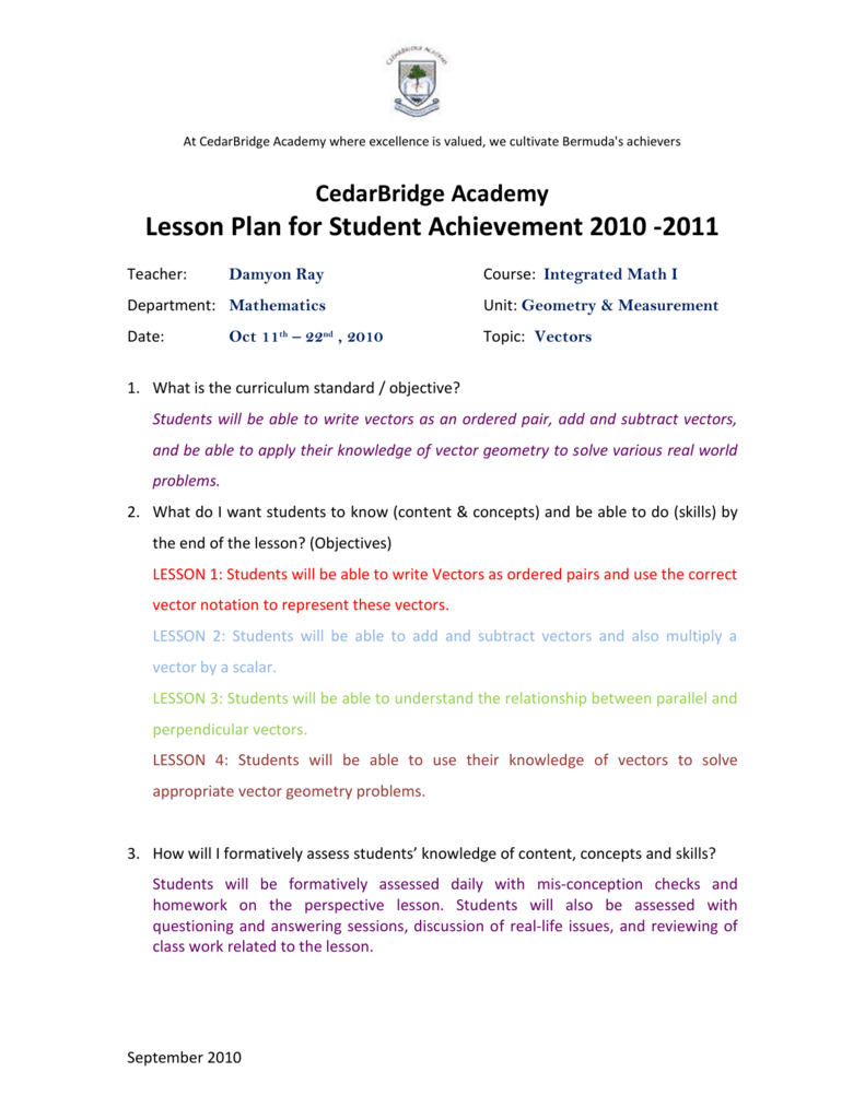 791x1024 Vectors Lesson Plan