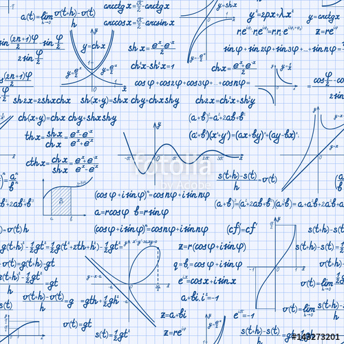 500x500 Vector Mathematics Seamless Pattern With Different Signs, Figures