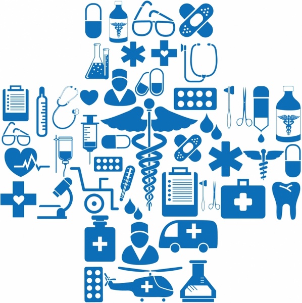 598x600 Medical Icons In Cross Shape Free Vector In Adobe Illustrator