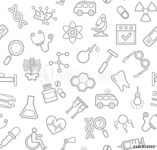 500x478 Medicine, White Background, Seamless, Contour Icons, Vector