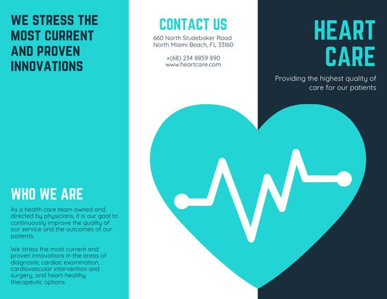 550x425 Turquoise Heart Vector Medical Brochure
