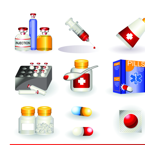500x500 Set Of Medicine Elements Icons Vector Free Download