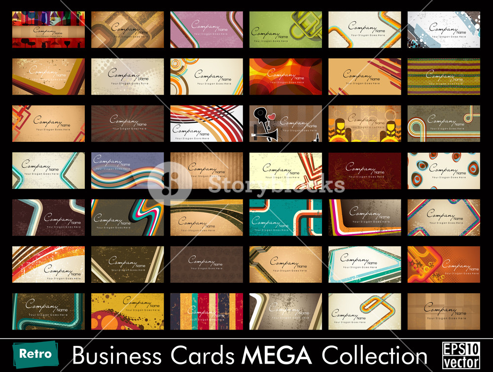 1000x755 Mega Collection Abstract Vector Retro Business Cards Set